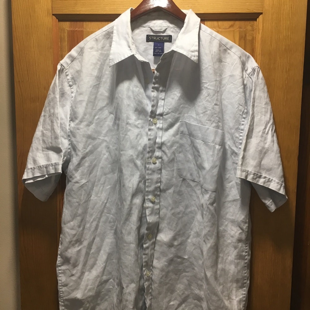 Structure Linen Short Sleeve Button Down Shirt - image 2